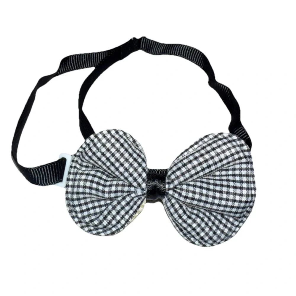 Pet Bow Tie Collar Black/White Gingham Pattern OS Adjustable NEW